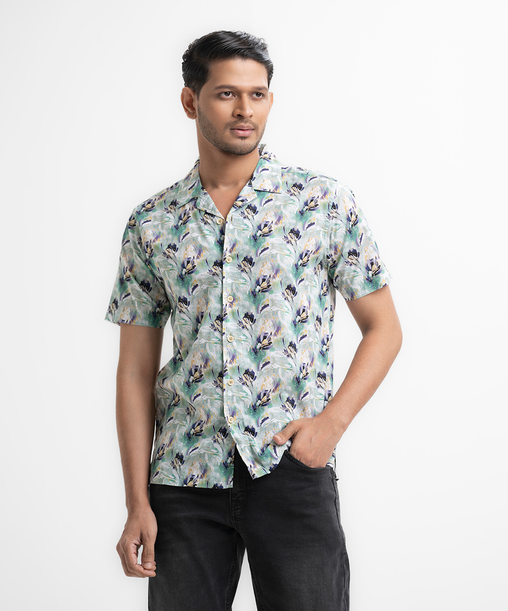 Multi-color Cotton Short Sleeve Casual Shirt